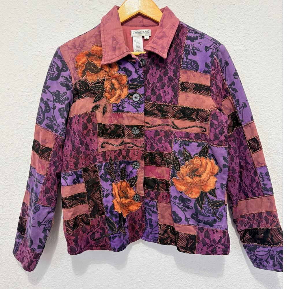Vintage Patchwork Jacket Lace Floral Tie-Dye Y2K Whimsygoth Cottage